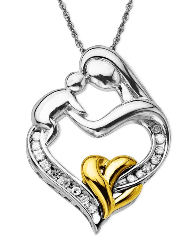 Macy's Mother and Infant Diamond Pendant Necklace in 14k Gold and Sterling Silver (1/10 ct. t.w.) & Reviews - Necklaces  - Jewelry & Watches - Macy's