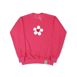 Big Flower Heart White Clip Sweatshirt_Pink  | W Concept