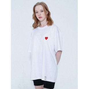 Small Heart White Clip Short Sleeve T-shirt_White  | W Concept