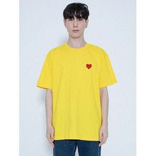 Small Heart White Clip Short Sleeve T-shirt_Yellow  | W Concept