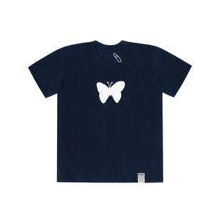 Big Shadow Butterfly White Clip T-shirt Navy  | W Concept
