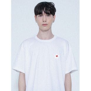 Flower White Clip Short Sleeve T-shirt_White  | W Concept