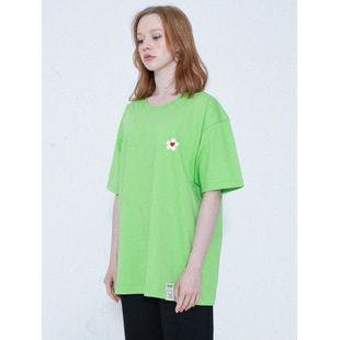 Flower White Clip Short Sleeve T-shirt_Green  | W Concept