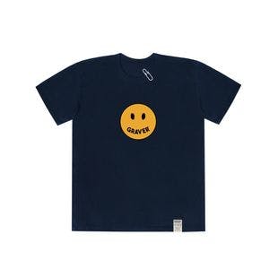 Big Dot White Clip Short Sleeve T-shirt_Navy  | W Concept