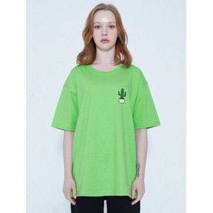 Cactus White Clip Short Sleeve T-shirt_Green  | W Concept