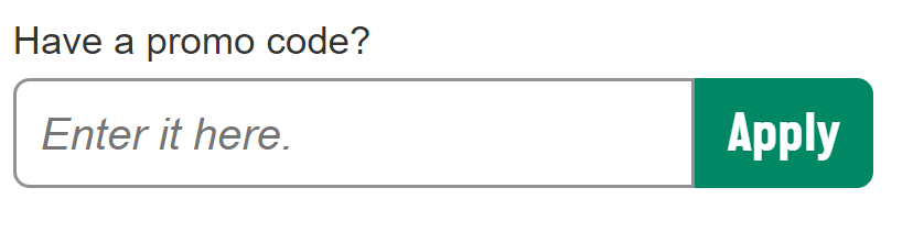 Promo code input example